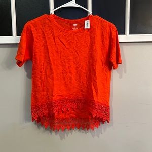 Old Navy Girls size 8 orange red top lace
